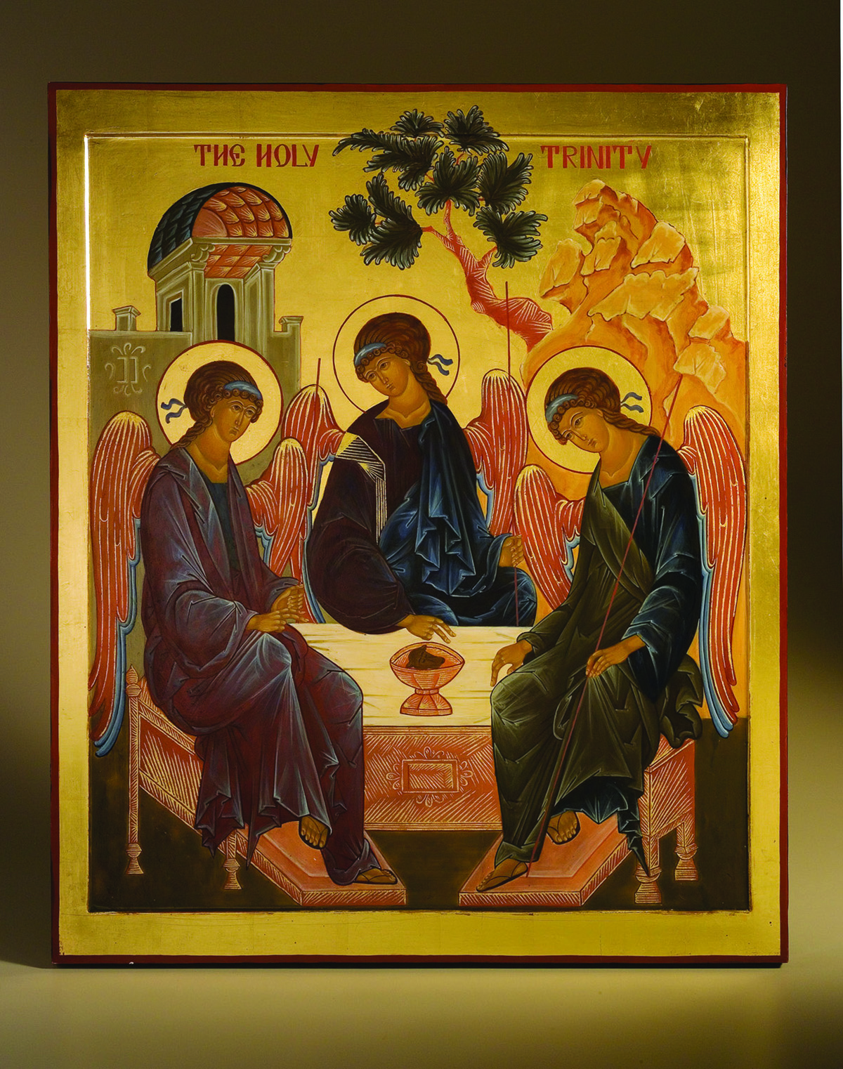 The Holy Trinity, Russian Orthodox icon by Sister Faith Riccio. Photo: Jason Dowdle.