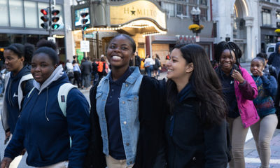 Young people going to see Hamilton in Boston.