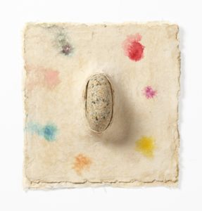 Tory Fair (Drawing & Printmaking Fellow ’18, PAPERWEIGHT (WITH COLOR) (2017), paper, pulp, stone, dye, 14x13x4 in
