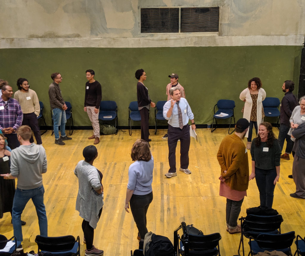 CYD Teaching Artist Fellows do an exercise with Eric Booth.