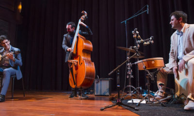 (l-r)Vasileios Kostas, James Dale, and George Lernis performing at Crossing Customs: Immigrant Masters of Music & Dance. Photo by Matthew Muise.