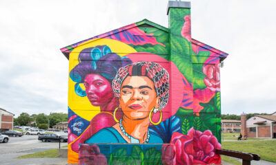 Mural by Angurria y M. Tony Peralta, Great Brook Valley as part of POW! WOW! Worcester. Photo: Ian Lundie