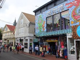 Visitors walking around the Provincetown Cultural District.