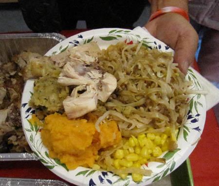 Plate of Thanksgiving dinner with a Khmer twist.