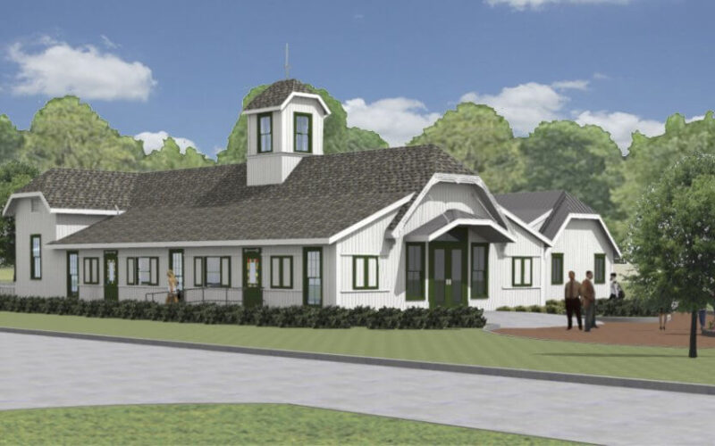 Rendering of updated exterior of the historic Crosby Barn