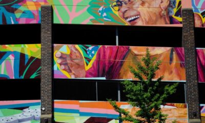 Detail of the mural ‘Home, Here / En Casa’ by GoodSpace Murals, located in the in the Springfield Central Cultural District.