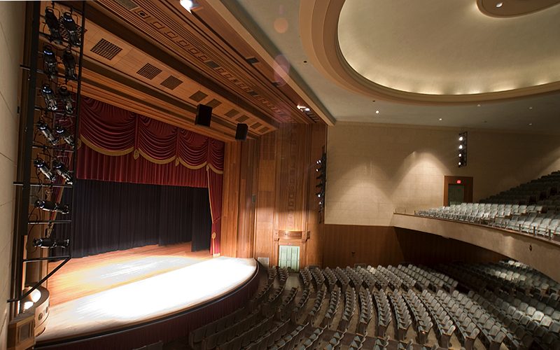 Theater seating and stage at the Lynn Auditorium