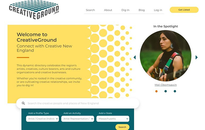 screenshot of the top of CreativeGround's home page