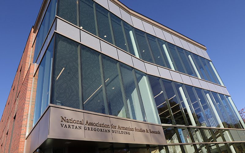 Front glass window façade of the National Association for Armenian Studies & Research