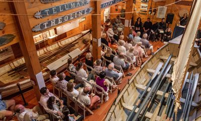 Overhead view of people in row seating at the Shipwreck and Lifesaving Museum