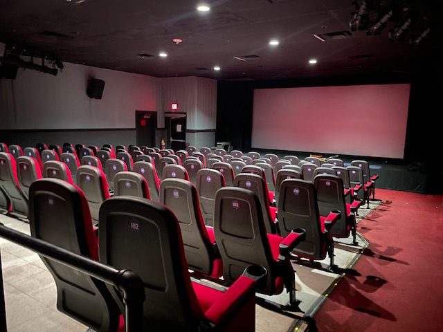 Theater seating at the Triplex Cinema