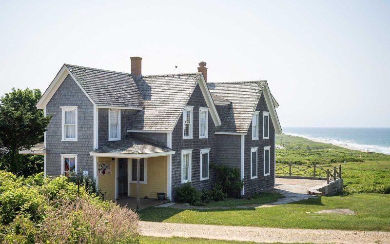 Exterior view of the Vanderhoop Homestead by the ocean