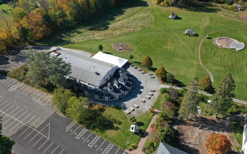 Aerial view of Shakespeare & Company's campus