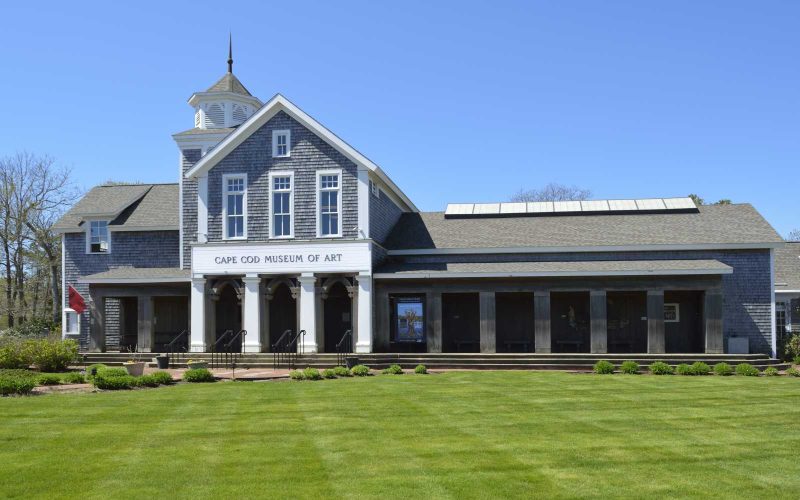 View of the front façade of the Cape Cod Museum of Art from the lawn