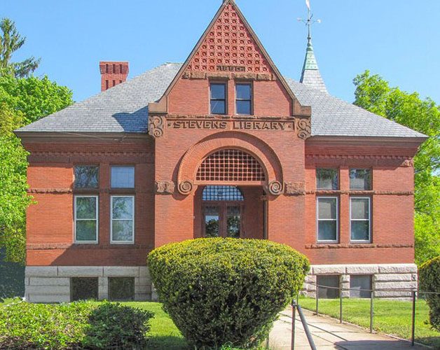 Front façade of a brick former library