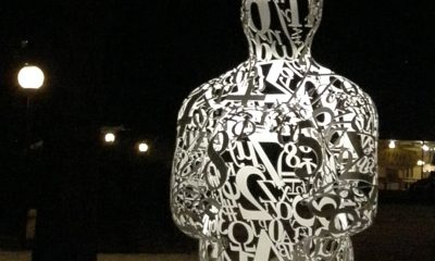 graphic of a sculpture lit dramatically at night with text Arts Entrepreneurship Program register now.