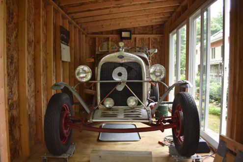 A vintage car with 